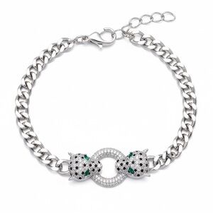 SILVER PANTHER CZ CHAIN BRACELET